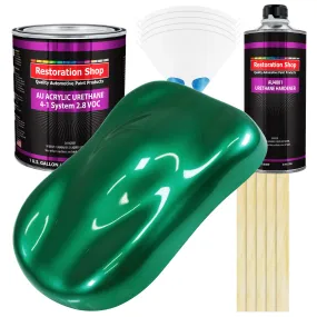 Rally Green Metallic Acrylic Urethane Auto Paint - Complete Gallon Paint Kit - Professional Single Stage Automotive Car Coating, 4:1 Mix Ratio 2.8 VOC