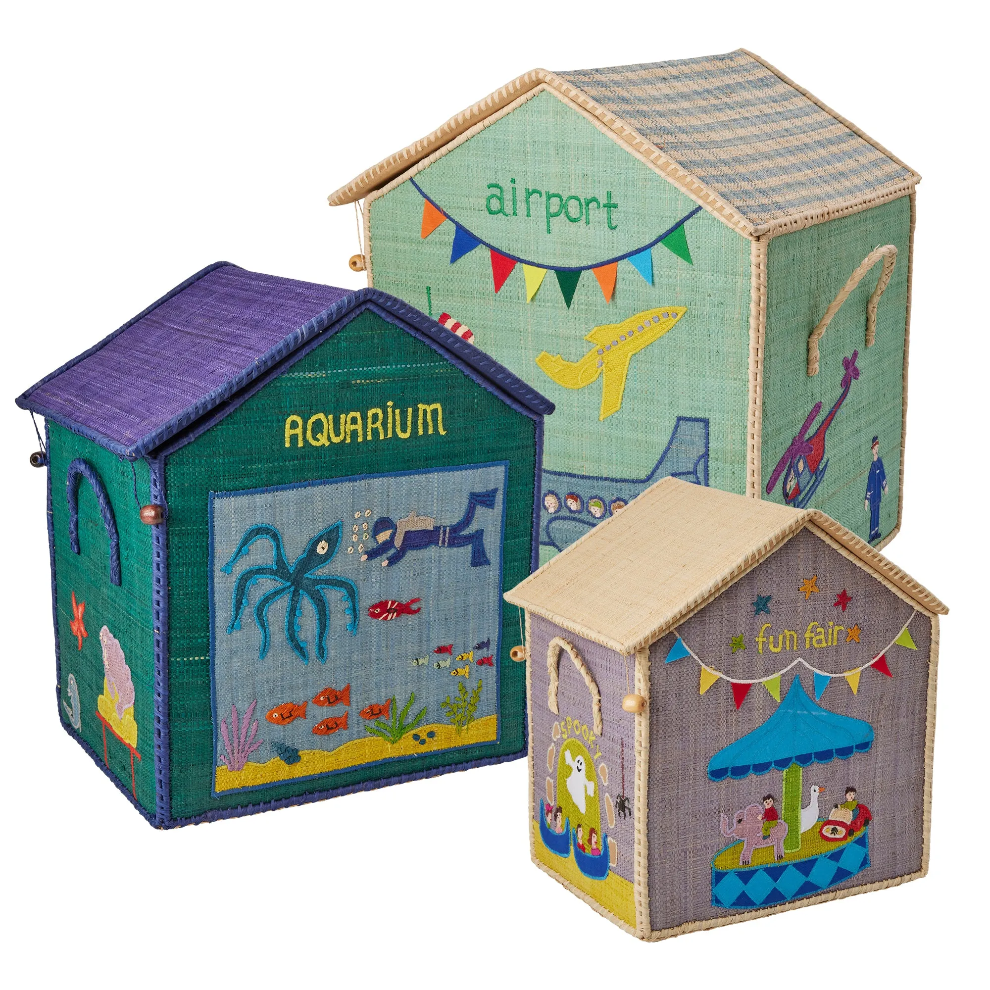 Rice DK Raffia Toy Baskets with Vacation Theme