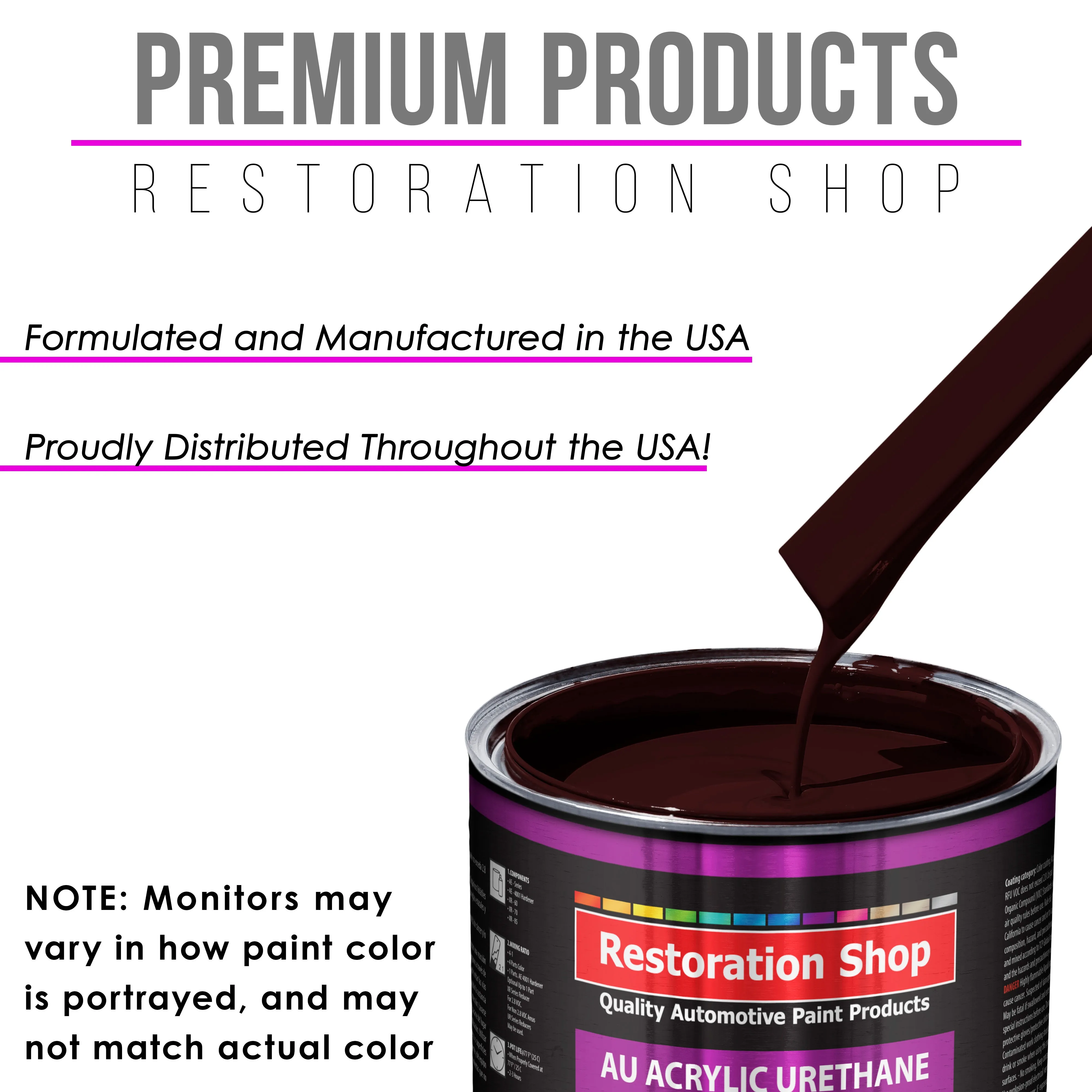Royal Maroon Acrylic Urethane Auto Paint - Complete Gallon Paint Kit - Professional Single Stage Automotive Car Truck Coating, 4:1 Mix Ratio 2.8 VOC