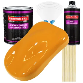 School Bus Yellow Acrylic Urethane Auto Paint - Complete Gallon Paint Kit - Professional Single Stage Automotive Car Coating, 4:1 Mix Ratio 2.8 VOC