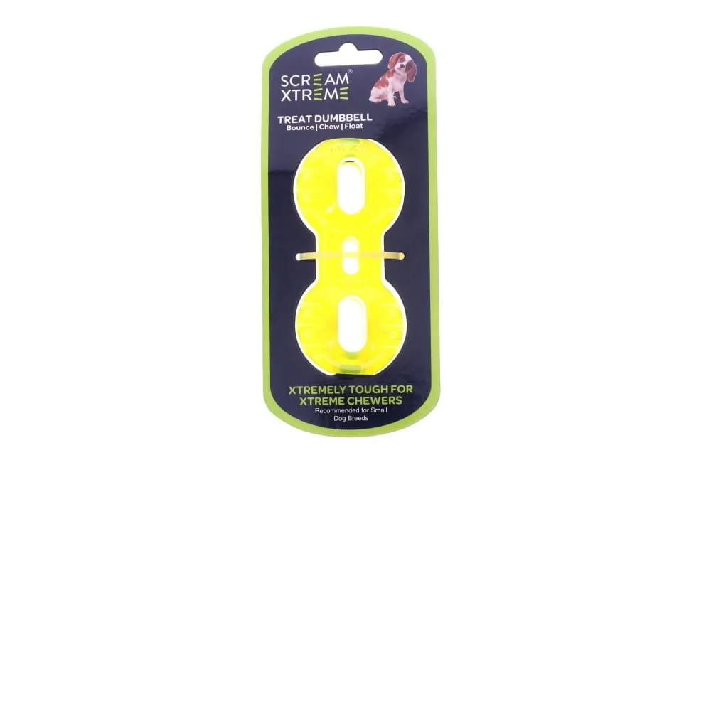 Scream Xtreme Treat Dumbbell Dog Toy Green Small