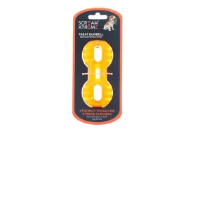 Screme Xtreme Treat Dumbbell Dog Toy Orange Small