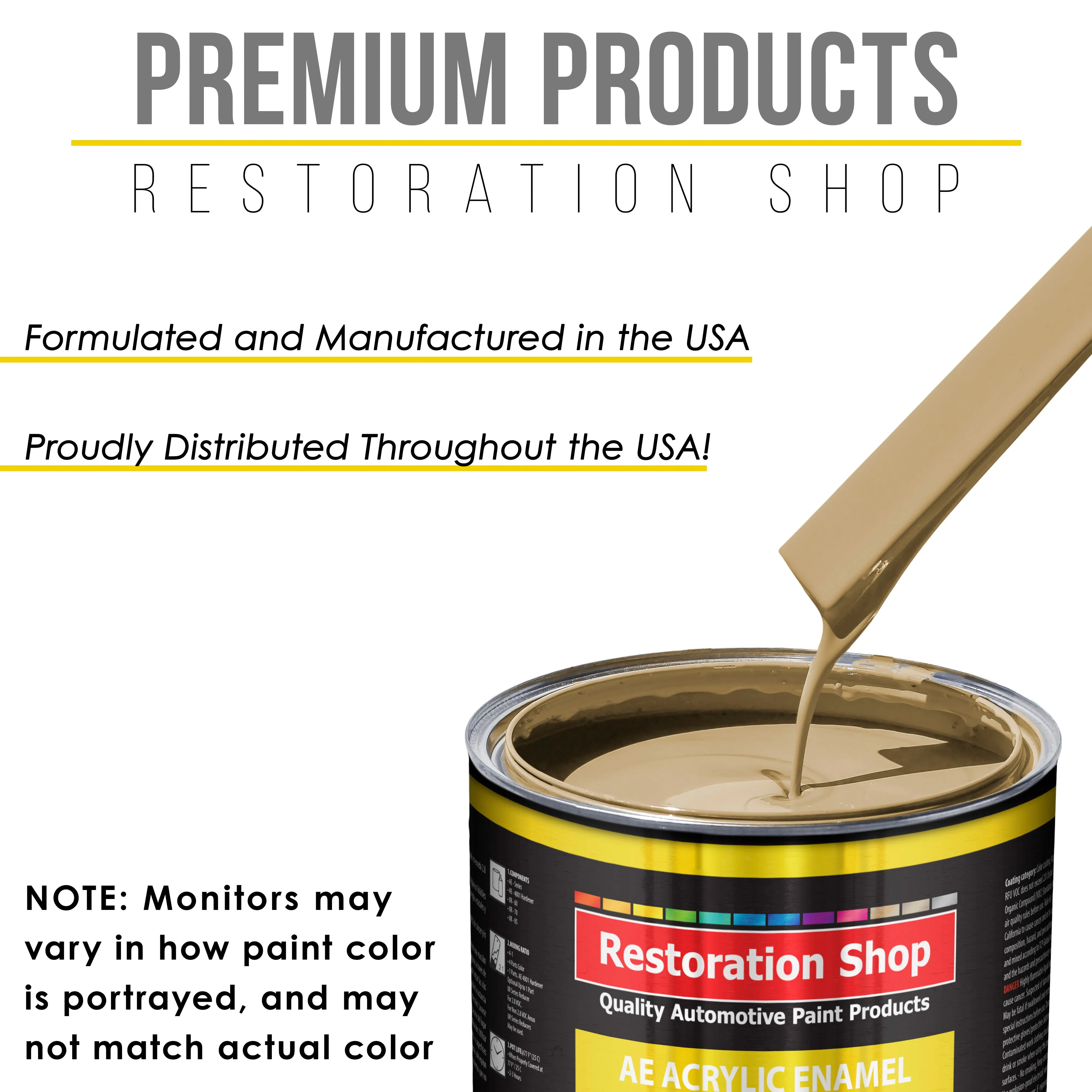 Shoreline Beige Acrylic Enamel Auto Paint - Complete Gallon Paint Kit - Professional Single Stage Automotive Car Truck Coating, 8:1 Mix Ratio 2.8 VOC