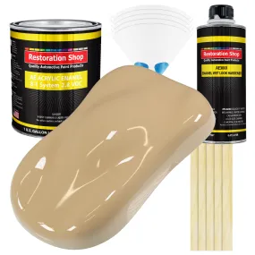 Shoreline Beige Acrylic Enamel Auto Paint - Complete Gallon Paint Kit - Professional Single Stage Automotive Car Truck Coating, 8:1 Mix Ratio 2.8 VOC