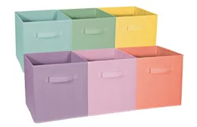 Sorbus® Foldable Storage Cube Basket Bin - Great for Nursery, Playroom, Closet, Home Organization (Pastel Multi-Color, 6 Pack)