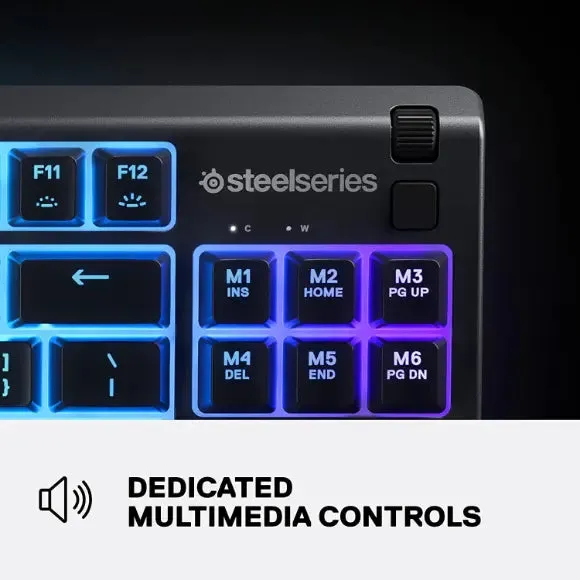 SteelSeries Apex 3 TKL Wired Gaming Keyboard with RGB Backlighting – Black (64831)