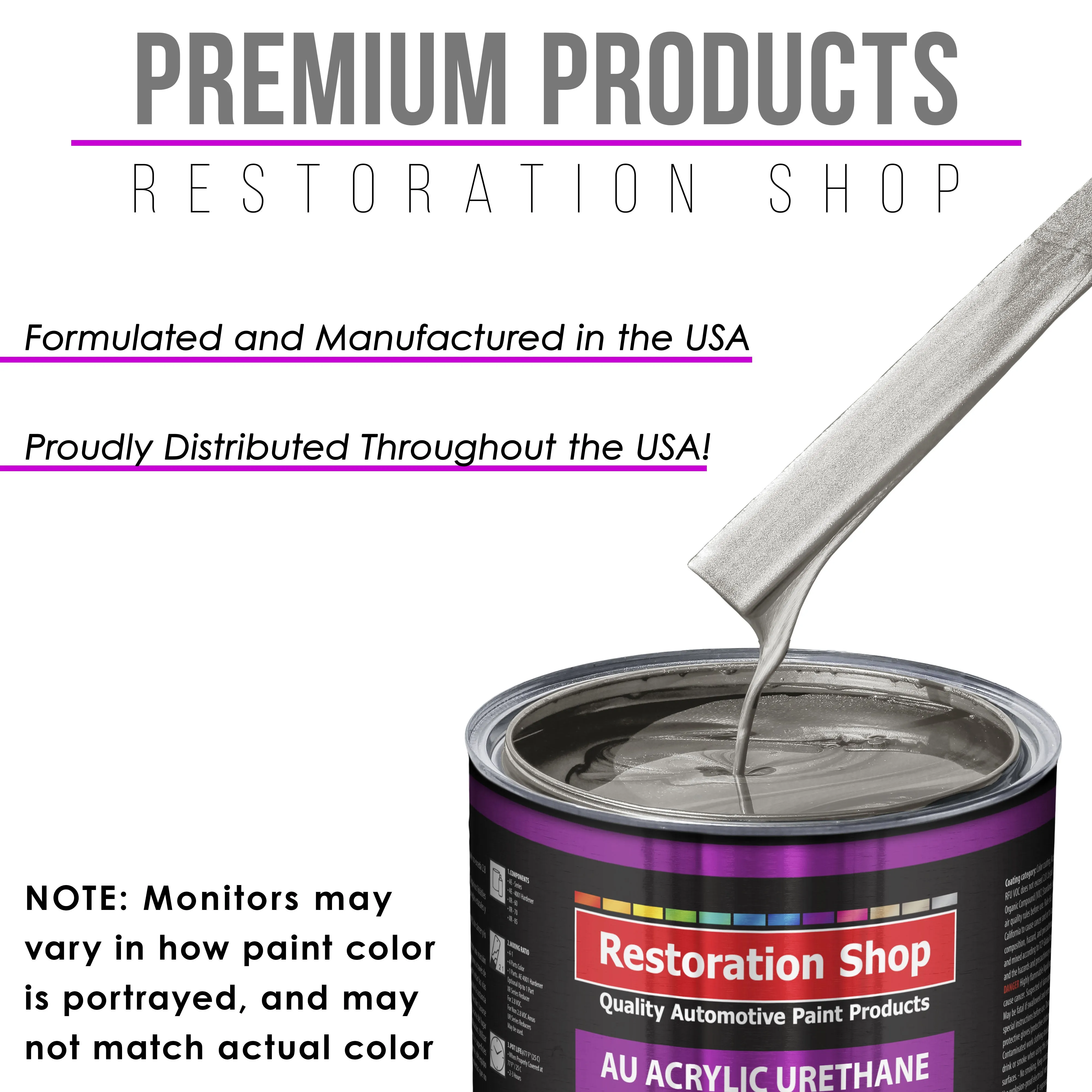 Sterling Silver Metallic Acrylic Urethane Auto Paint - Complete Gallon Paint Kit - Pro Single Stage Automotive Car Truck Coating 4:1 Mix Ratio 2.8 VOC