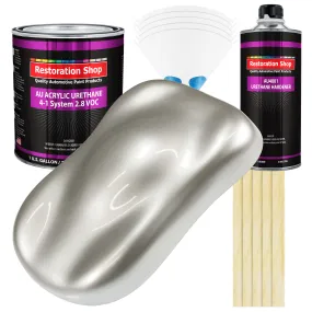 Sterling Silver Metallic Acrylic Urethane Auto Paint - Complete Gallon Paint Kit - Pro Single Stage Automotive Car Truck Coating 4:1 Mix Ratio 2.8 VOC