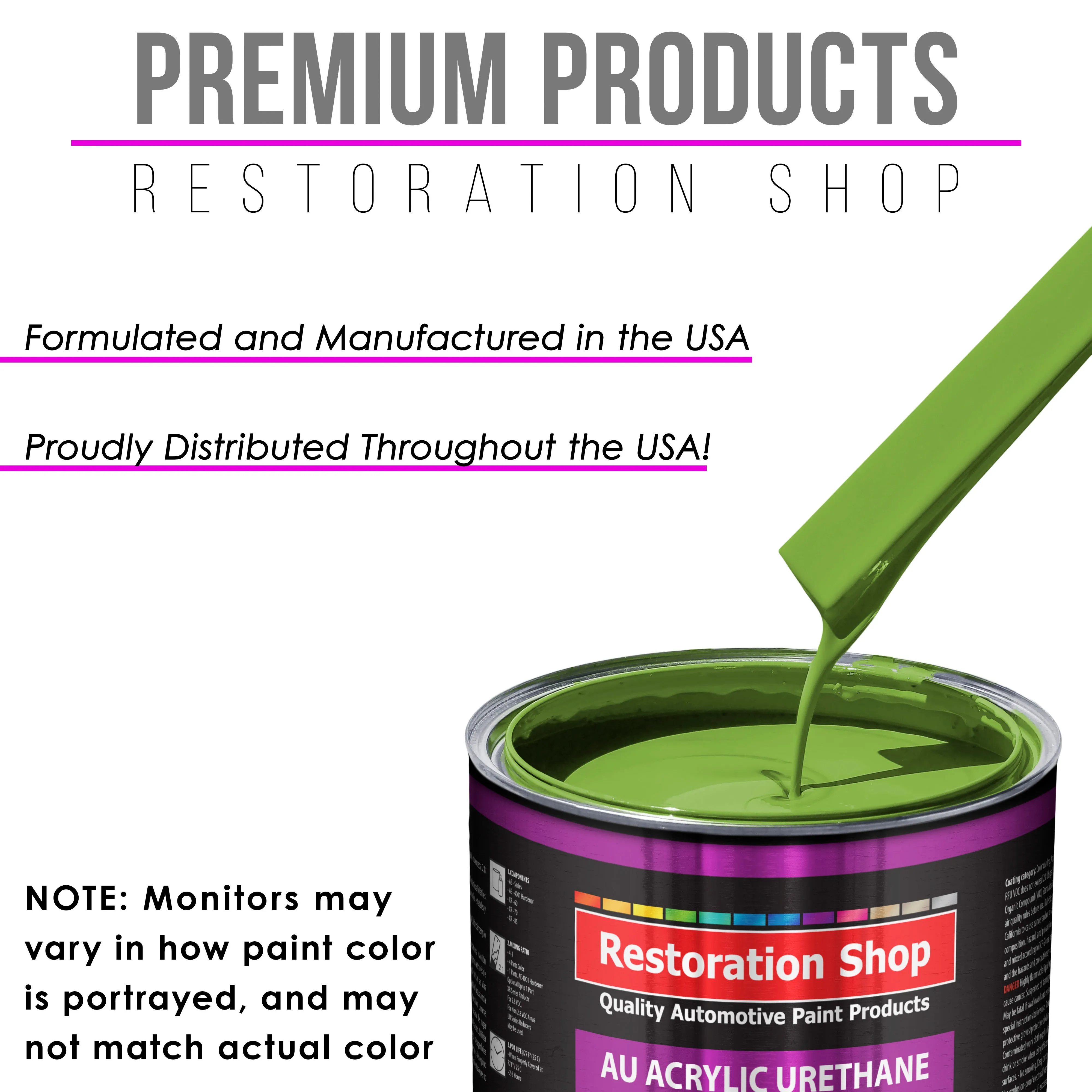 Sublime Green Acrylic Urethane Auto Paint - Complete Gallon Paint Kit - Professional Single Stage Automotive Car Truck Coating, 4:1 Mix Ratio 2.8 VOC