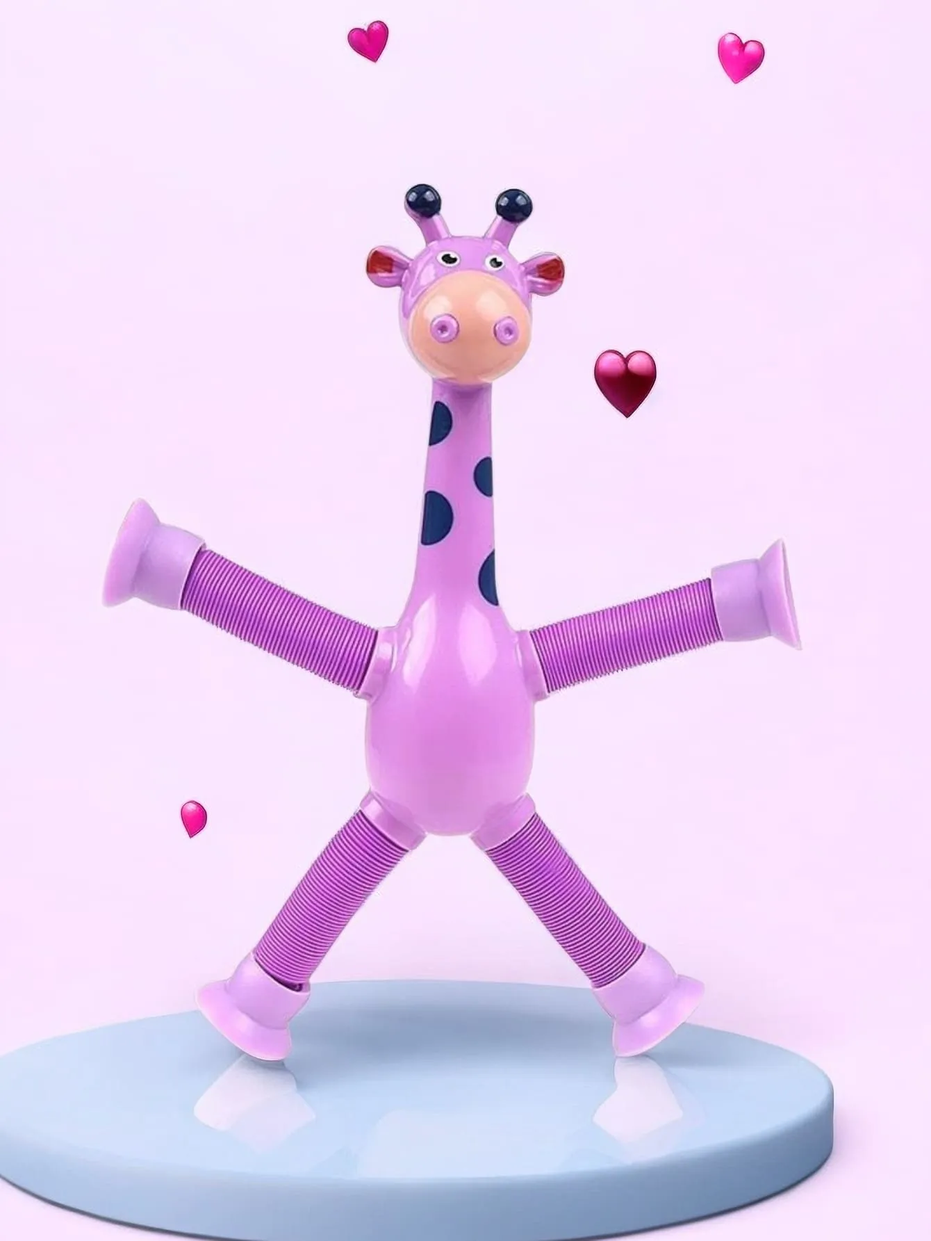 Suction Cup Giraffe Telescopic Pipe Children's Educational Toy, Cartoon Suction Cup Parent-child Interactive Puzzle Decompression Toy