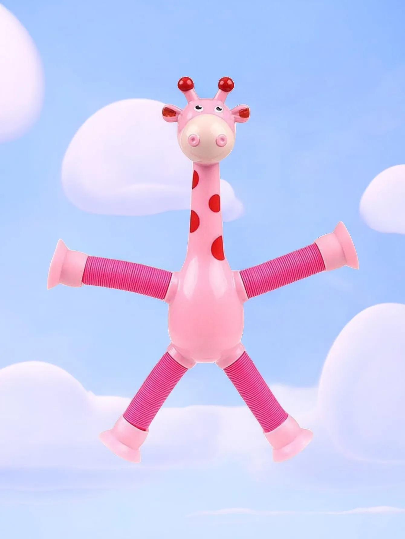 Suction Cup Giraffe Telescopic Pipe Children's Educational Toy, Cartoon Suction Cup Parent-child Interactive Puzzle Decompression Toy