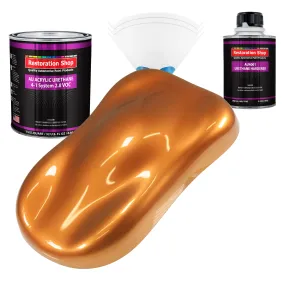 Sunburst Orange Metallic Acrylic Urethane Auto Paint (Complete Quart Paint Kit) Professional Single Stage Automotive Car Coating 4:1 Mix Ratio 2.8 VOC
