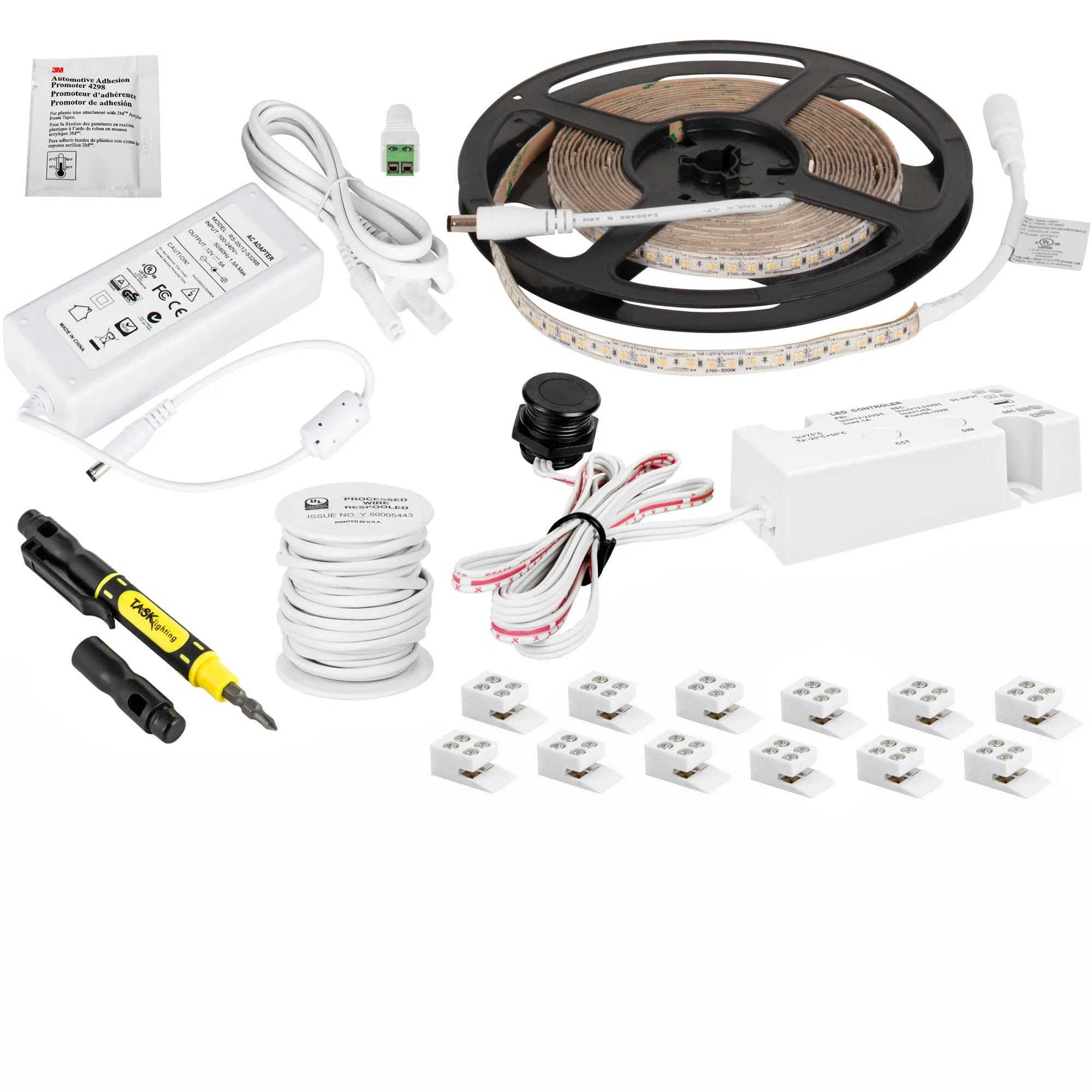 Task Lighting 16 Ft.. 300 Lumens/Ft.. 12-volt Standard Output Wired Controller Tape Light Kit 1 Zone 1 Area, Tunable-White, L-TWCK-16