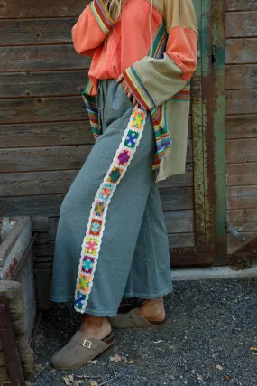 The Nest Love Seeker Crochet Panel Pants - Olive