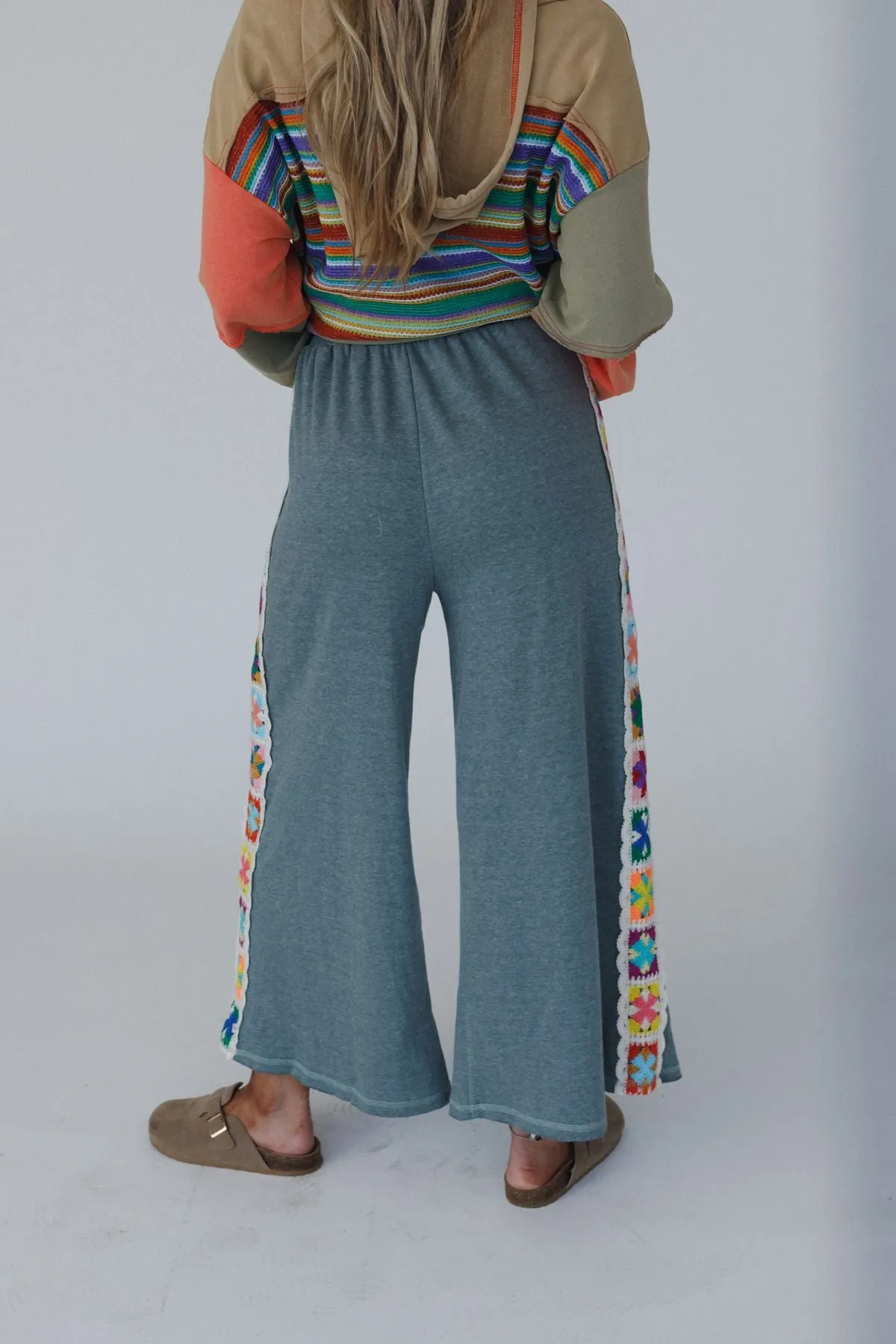 The Nest Love Seeker Crochet Panel Pants - Olive