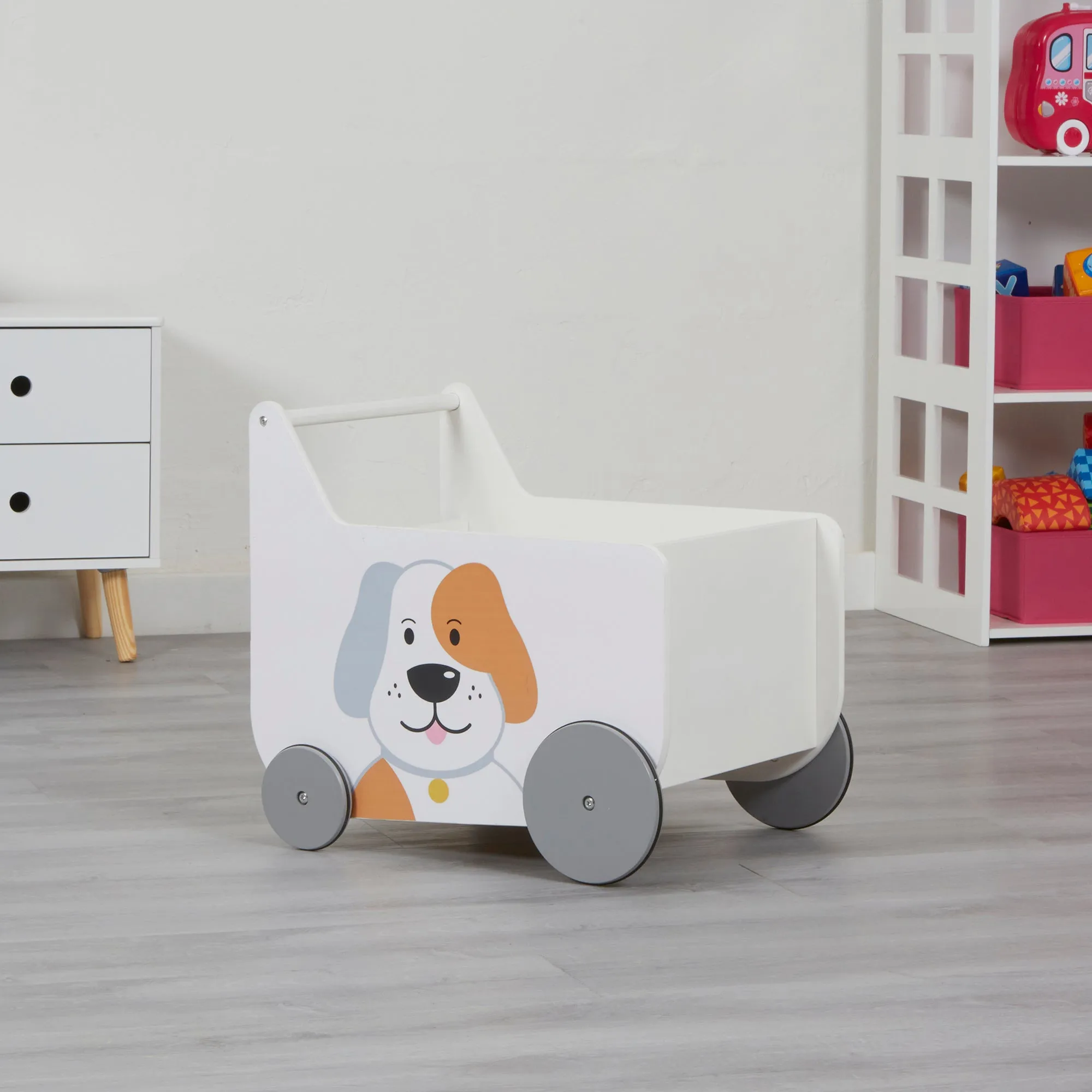 Toddler Wooden Push Along Walker | Cat and Dog Push Along