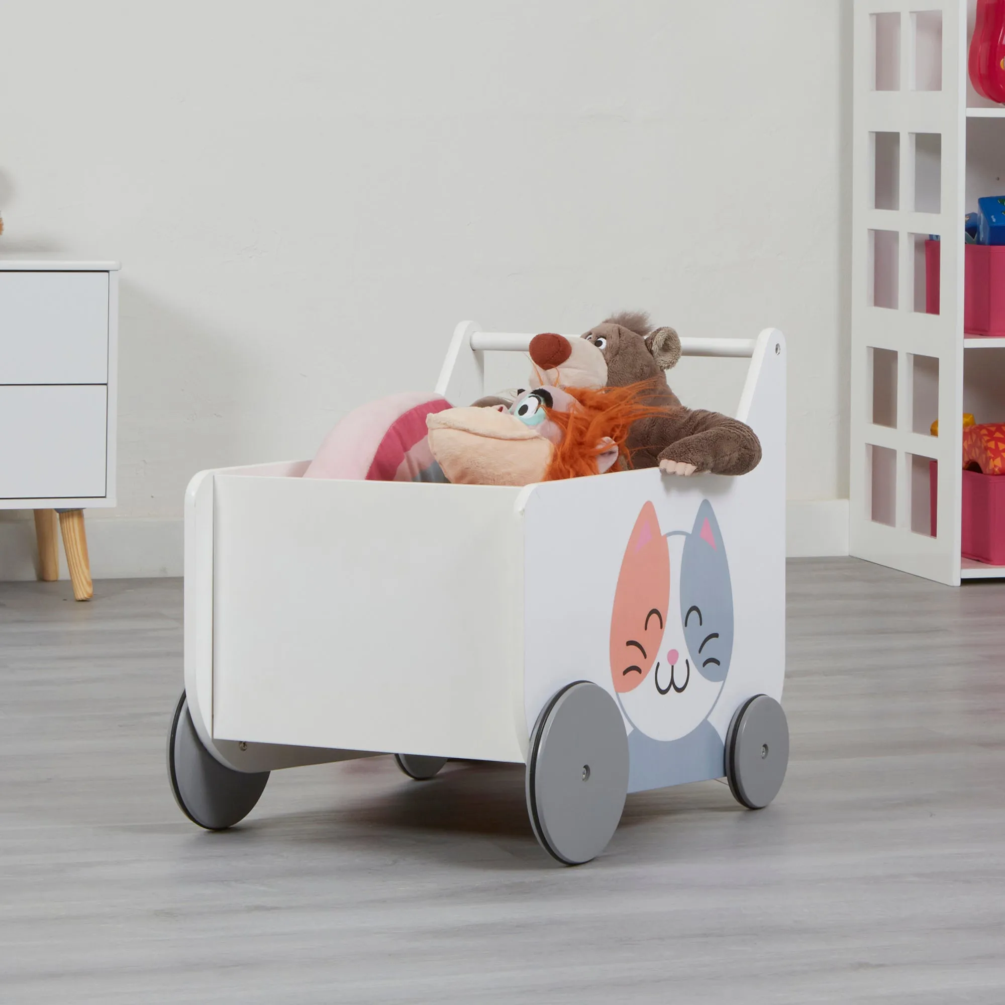 Toddler Wooden Push Along Walker | Cat and Dog Push Along