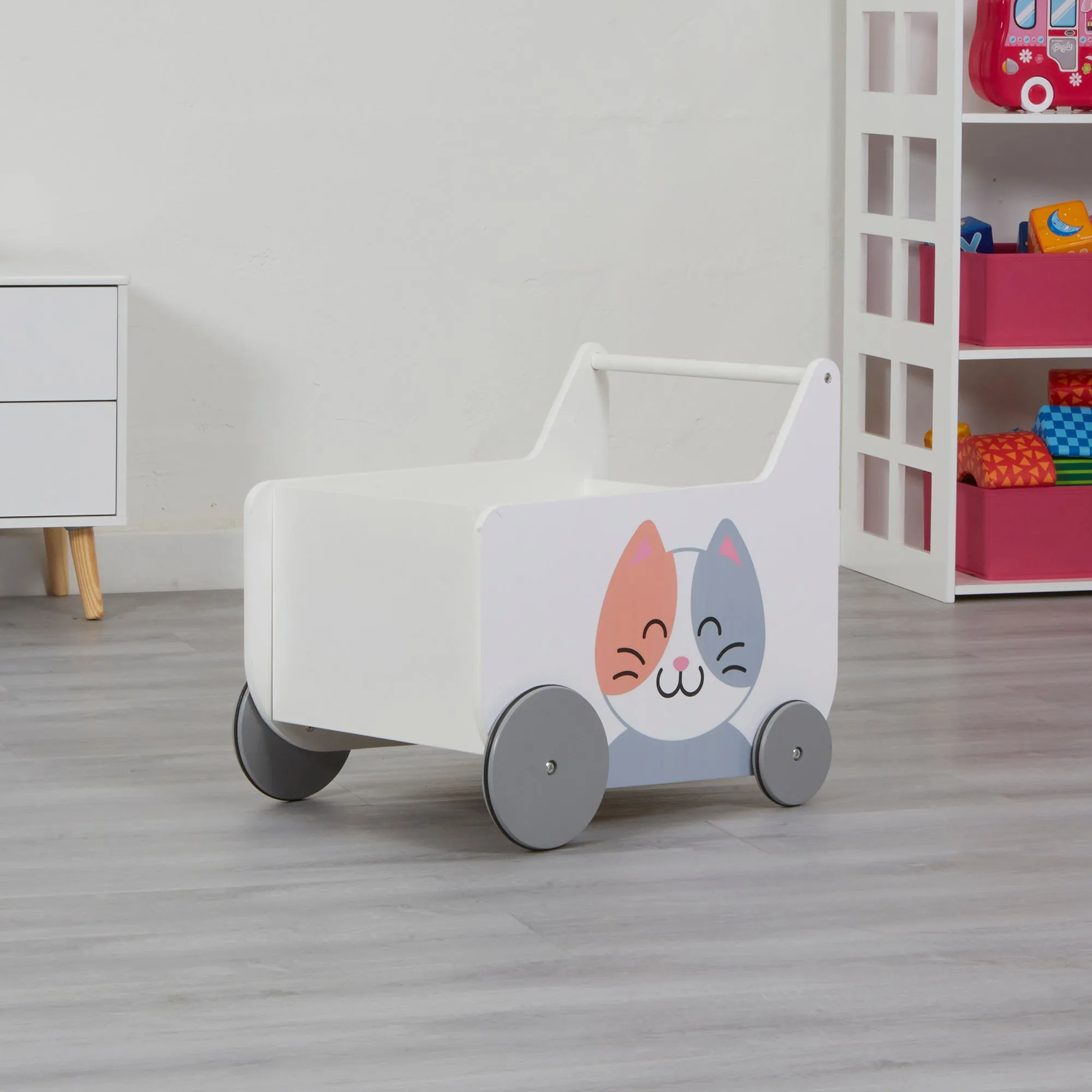 Toddler Wooden Push Along Walker | Cat and Dog Push Along