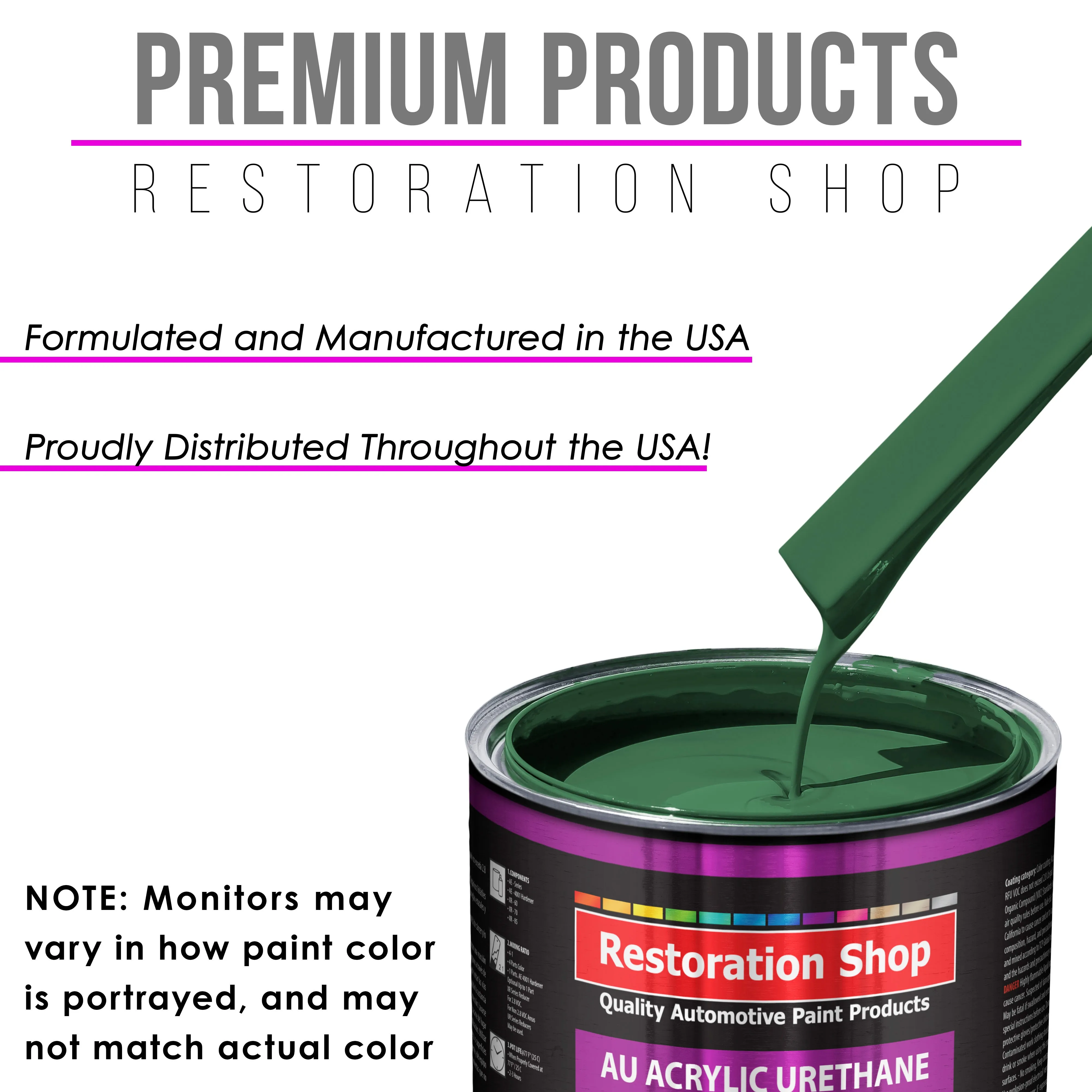 Transport Green Acrylic Urethane Auto Paint - Complete Gallon Paint Kit - Professional Single Stage Automotive Car Truck Coating 4:1 Mix Ratio 2.8 VOC