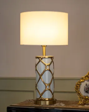 'Trellis' Ceramic Table Lamp - White