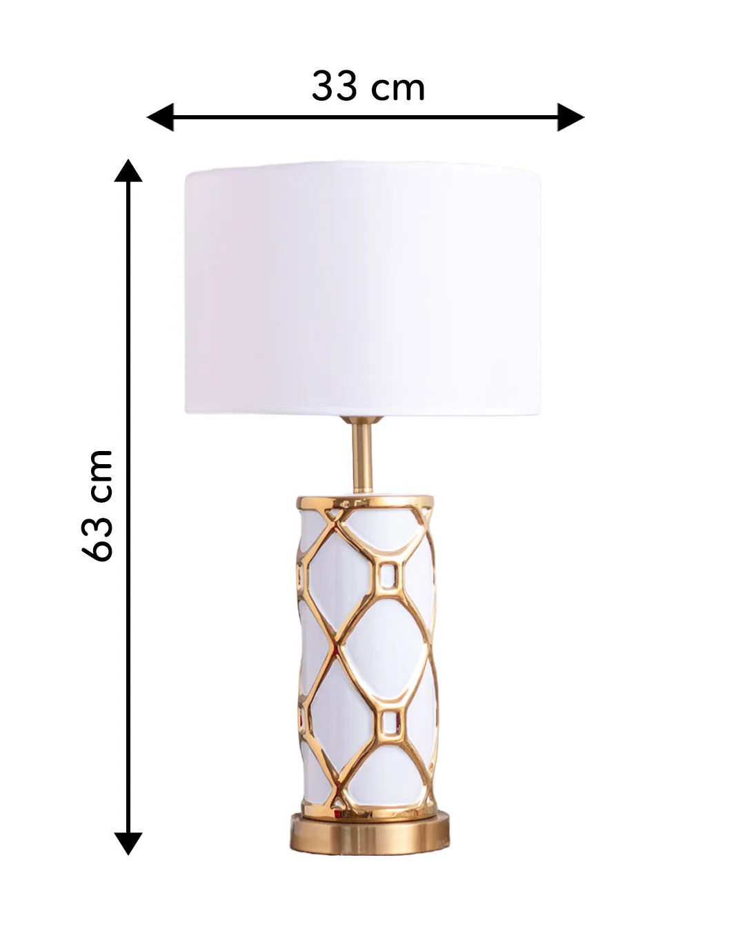 'Trellis' Ceramic Table Lamp - White