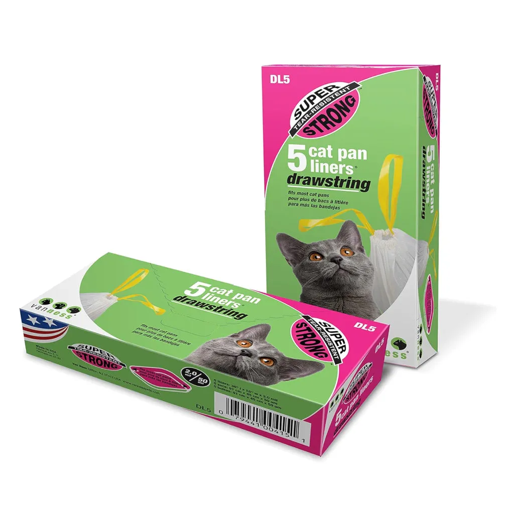 Van Ness Super Strong Drawstring Pan Liners For Cats, 5-count