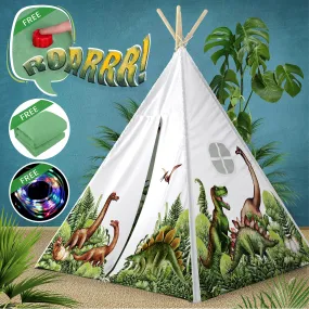 W&o Dinosaur Discovery Teepee Roar Button Led Lights Plush Mat Stable