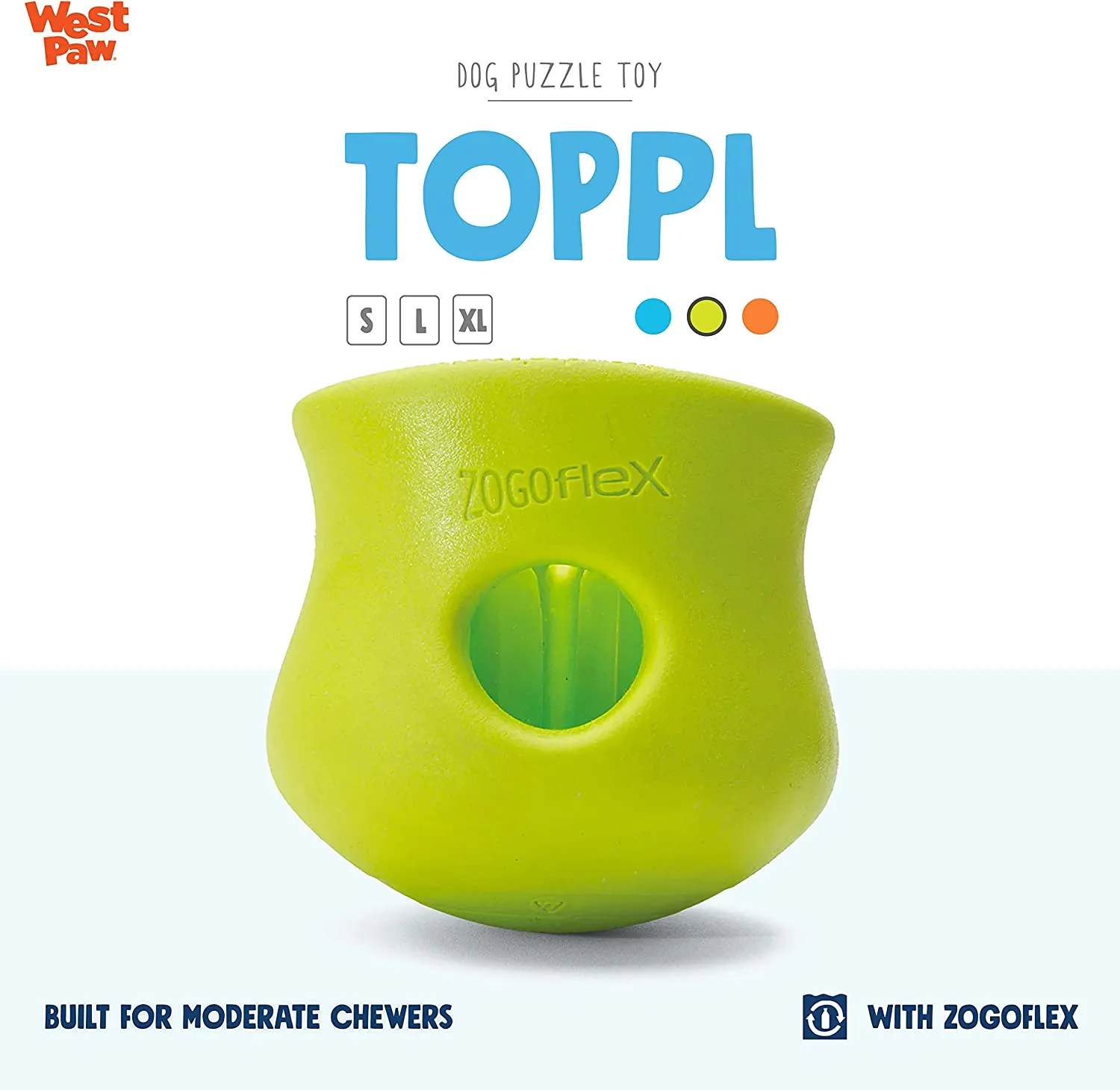 WEST PAW Zogoflex Toppl Treat Dispensing Dog Toy Puzzle – Interactive Chew Toys for Dogs (3 sizes)