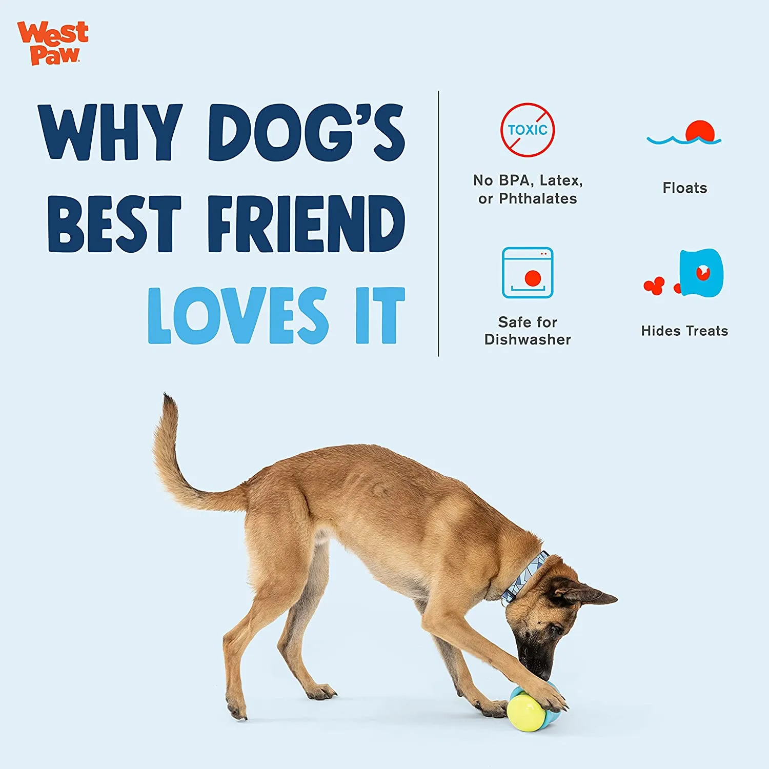 WEST PAW Zogoflex Toppl Treat Dispensing Dog Toy Puzzle – Interactive Chew Toys for Dogs (3 sizes)