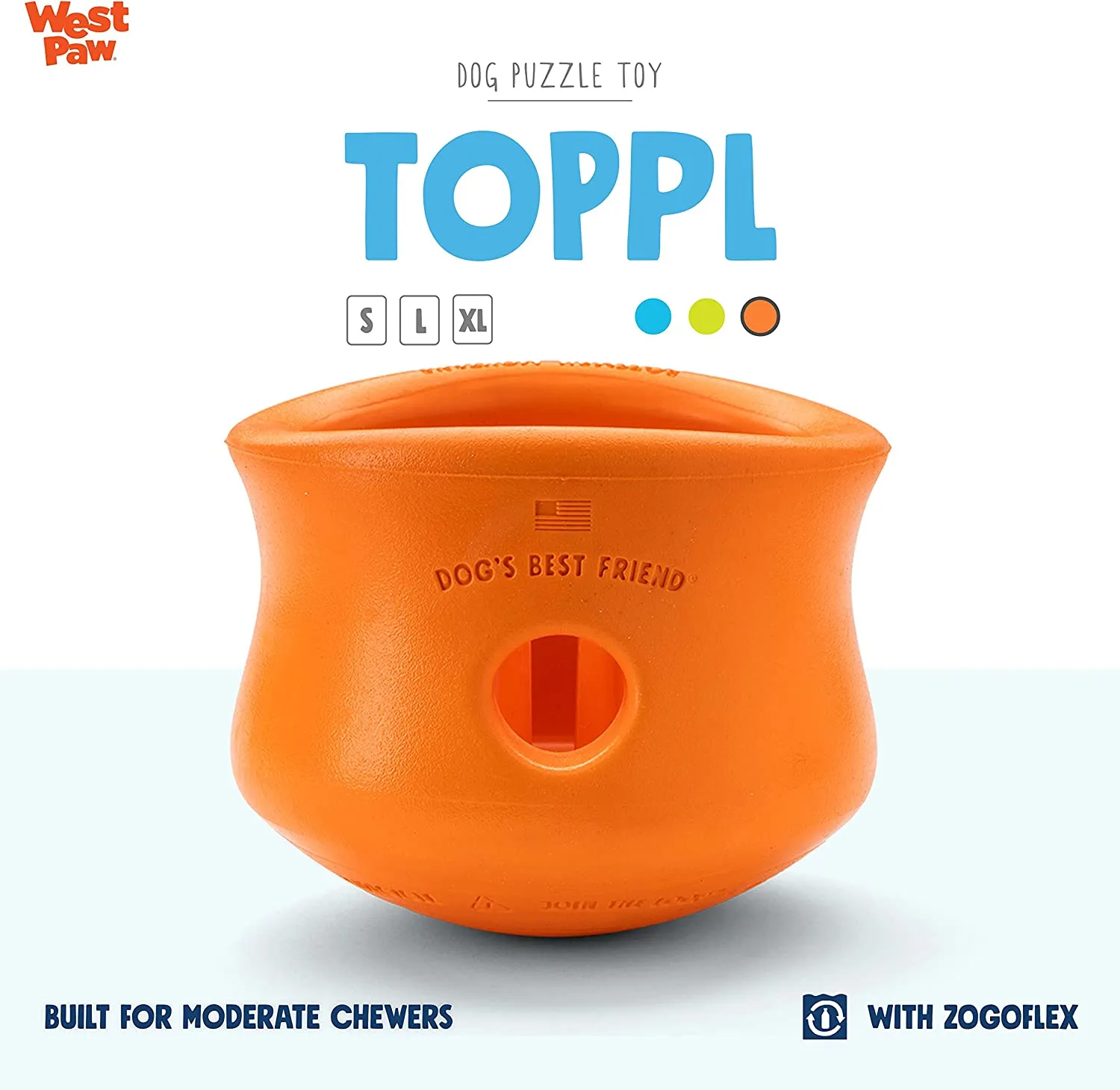WEST PAW Zogoflex Toppl Treat Dispensing Dog Toy Puzzle – Interactive Chew Toys for Dogs (3 sizes)