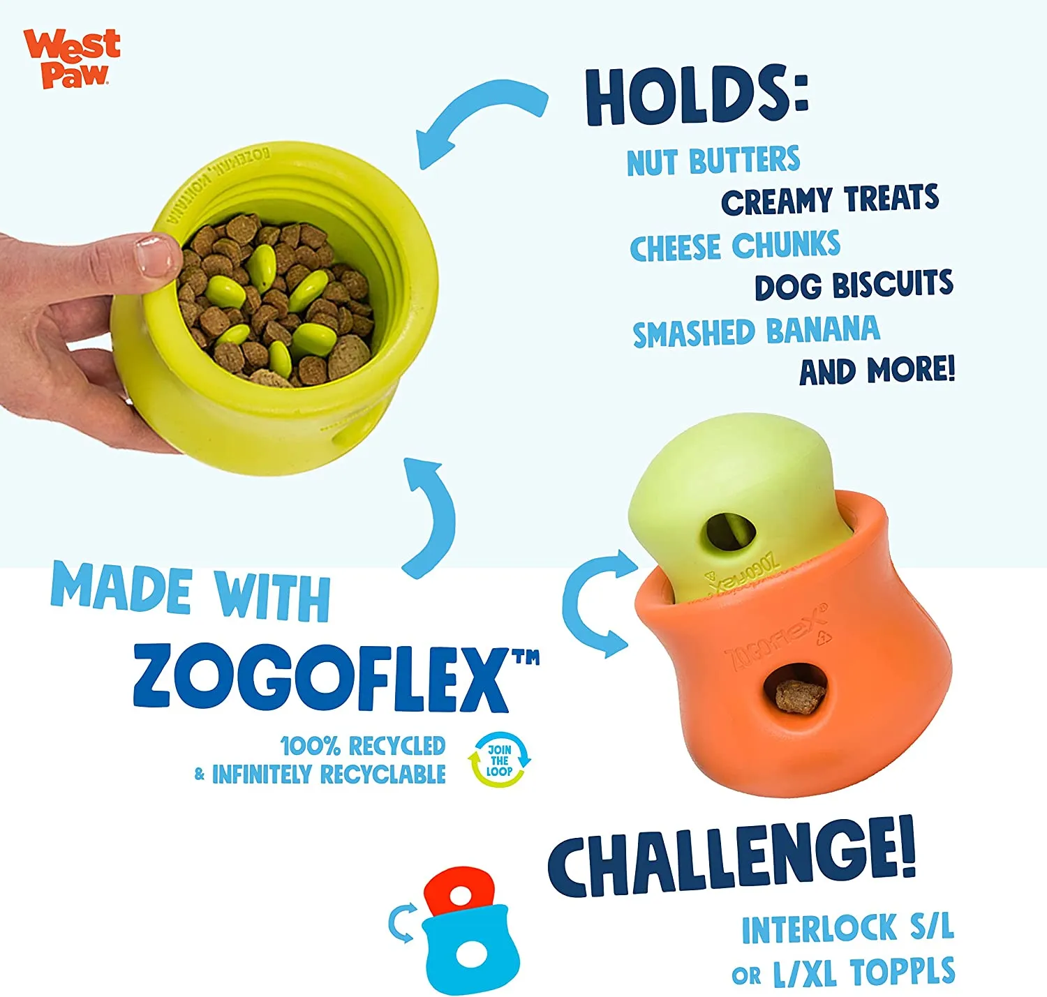 WEST PAW Zogoflex Toppl Treat Dispensing Dog Toy Puzzle – Interactive Chew Toys for Dogs (3 sizes)