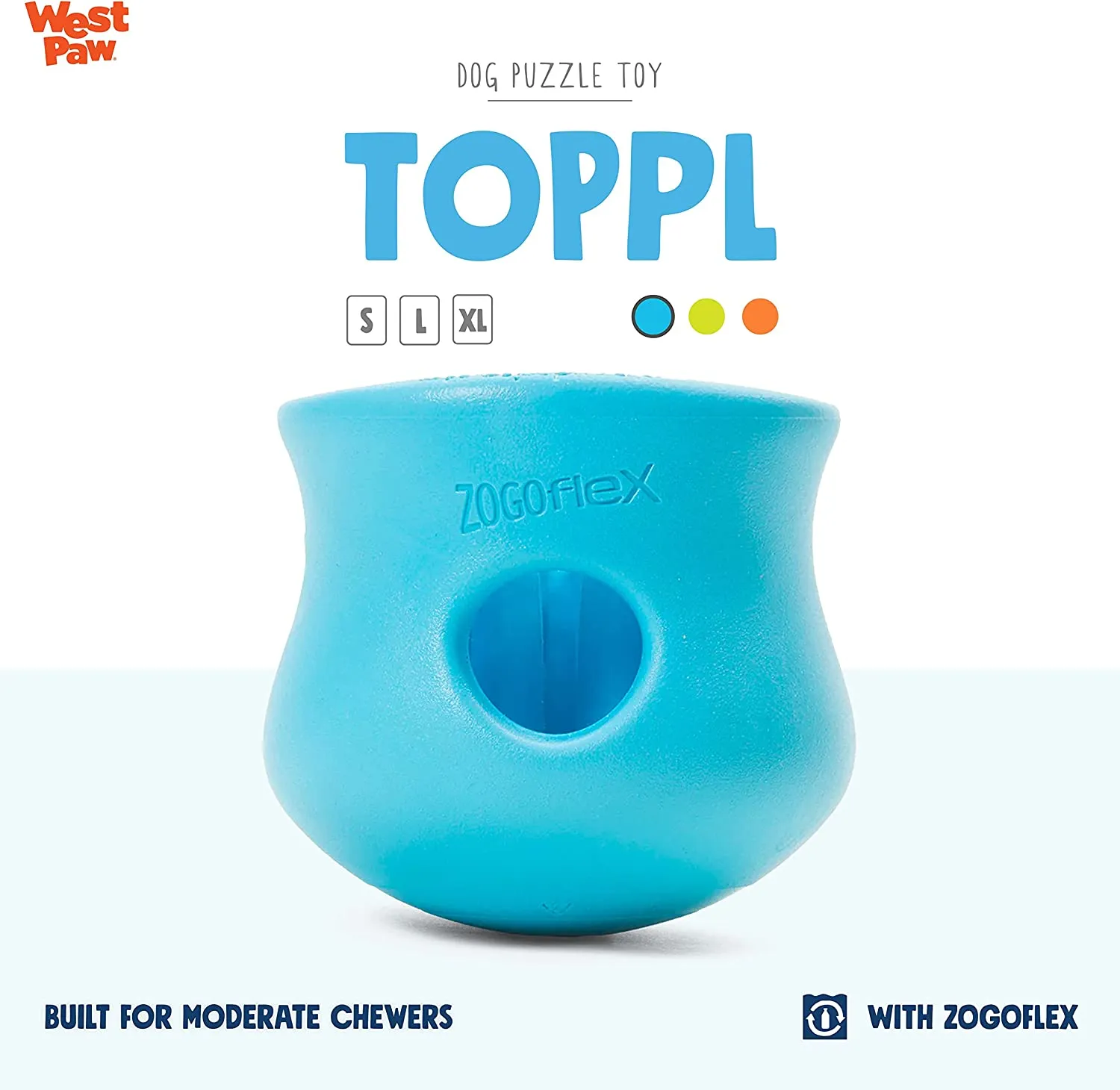 WEST PAW Zogoflex Toppl Treat Dispensing Dog Toy Puzzle – Interactive Chew Toys for Dogs (3 sizes)