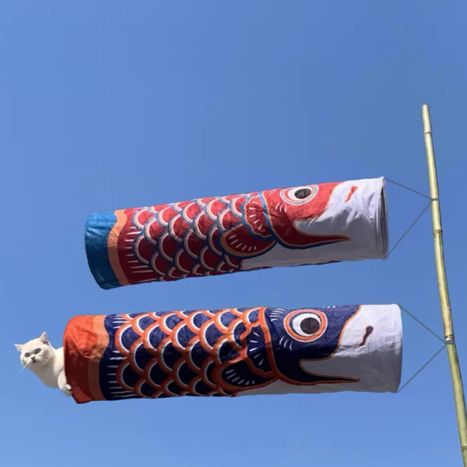 WOHOO MARKET Colorful Carp Flag (Koinobori) Large Cat Tunnel