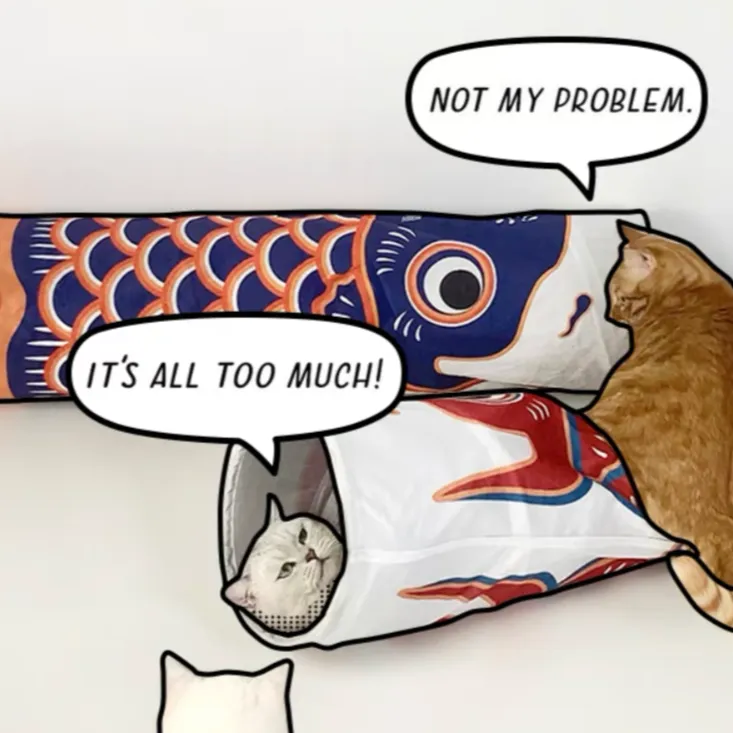 WOHOO MARKET Colorful Carp Flag (Koinobori) Large Cat Tunnel