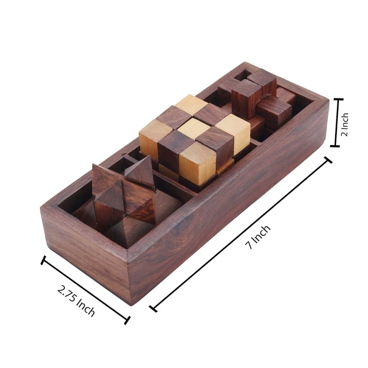 Wooden 3D Puzzles Game 3-in-1 Brain Teaser Game