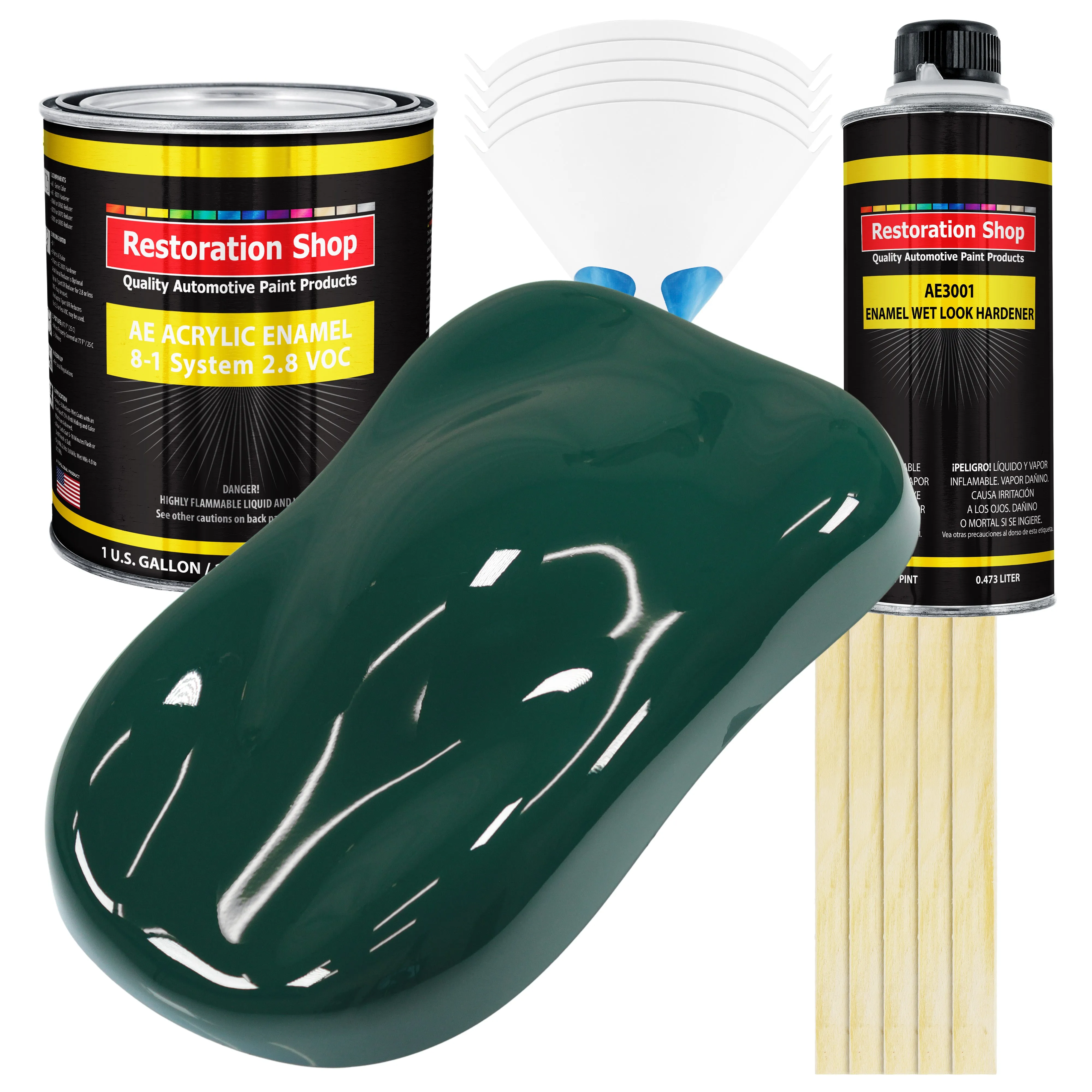 Woodland Green Acrylic Enamel Auto Paint - Complete Gallon Paint Kit - Professional Single Stage Automotive Car Truck Coating, 8:1 Mix Ratio 2.8 VOC