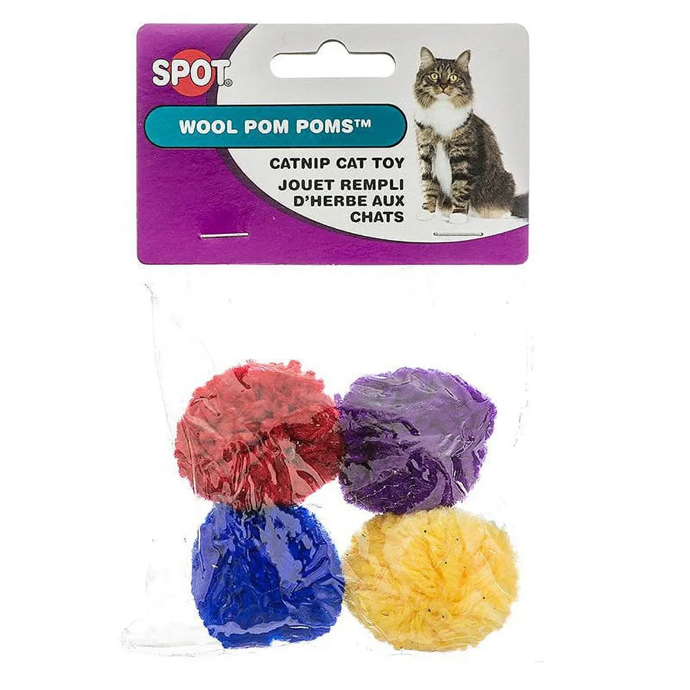 Wool Pom-Pom Catnip Cat Toy, 4 Count