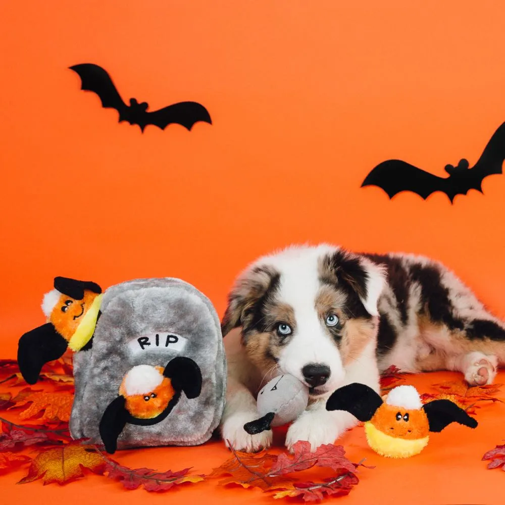 ZippyPaws Halloween Burrow Spooky Gravestone Dog Toy